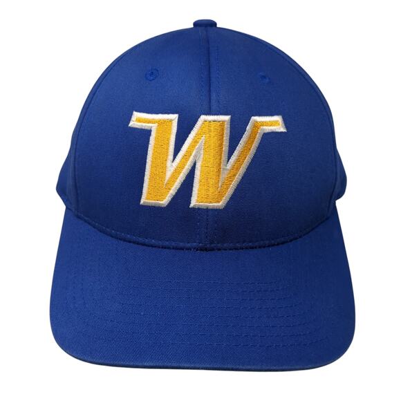 W Logo Strapback Baseball Cap Blue OS Adjustable Embroidered Pacific Headwear - Picture 1 of 10